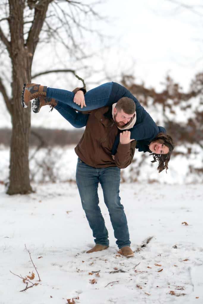 winter engagement shoot, willow river wisconsin engagement